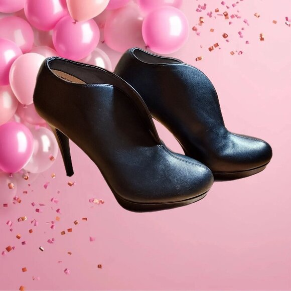 Audrey Brooke Shoes - Audrey Brooke Boots Womens 7.5 Black V-Cut Pump Bootie Stiletto Heels Slip On